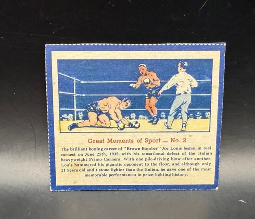 1961 Quaker Oats Great Moments of Sports Joe Louis Primo Carnera Boxing Card